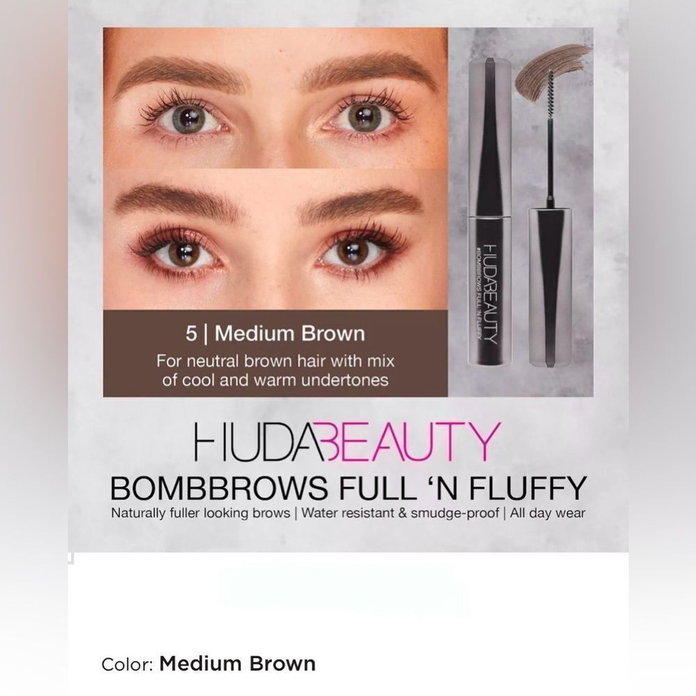 Huda Beauty #bombbrows Full ‘n Fluffy Fiber Gel in “Medium Brown” - Picture 6 of 6